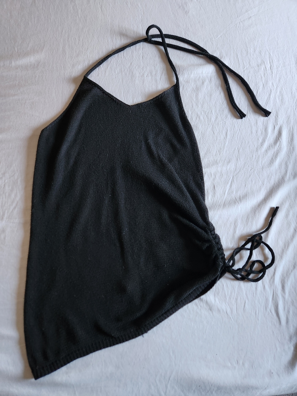 Cupshe Black Halter Knit Side-Tie Swim Coverup
